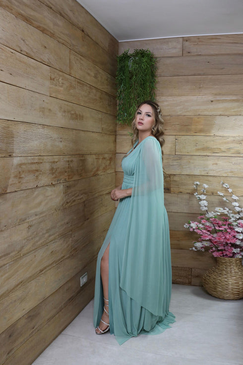 Vestido três listras pequenas com capa VESTIDO DE FESTA PETRA FINA